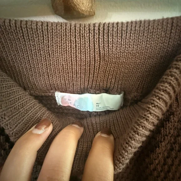 Free People Hailee Cardigan Lounge Set Size XL Brown Waffle Knit 2 Piece NWOT - Picture 6 of 6